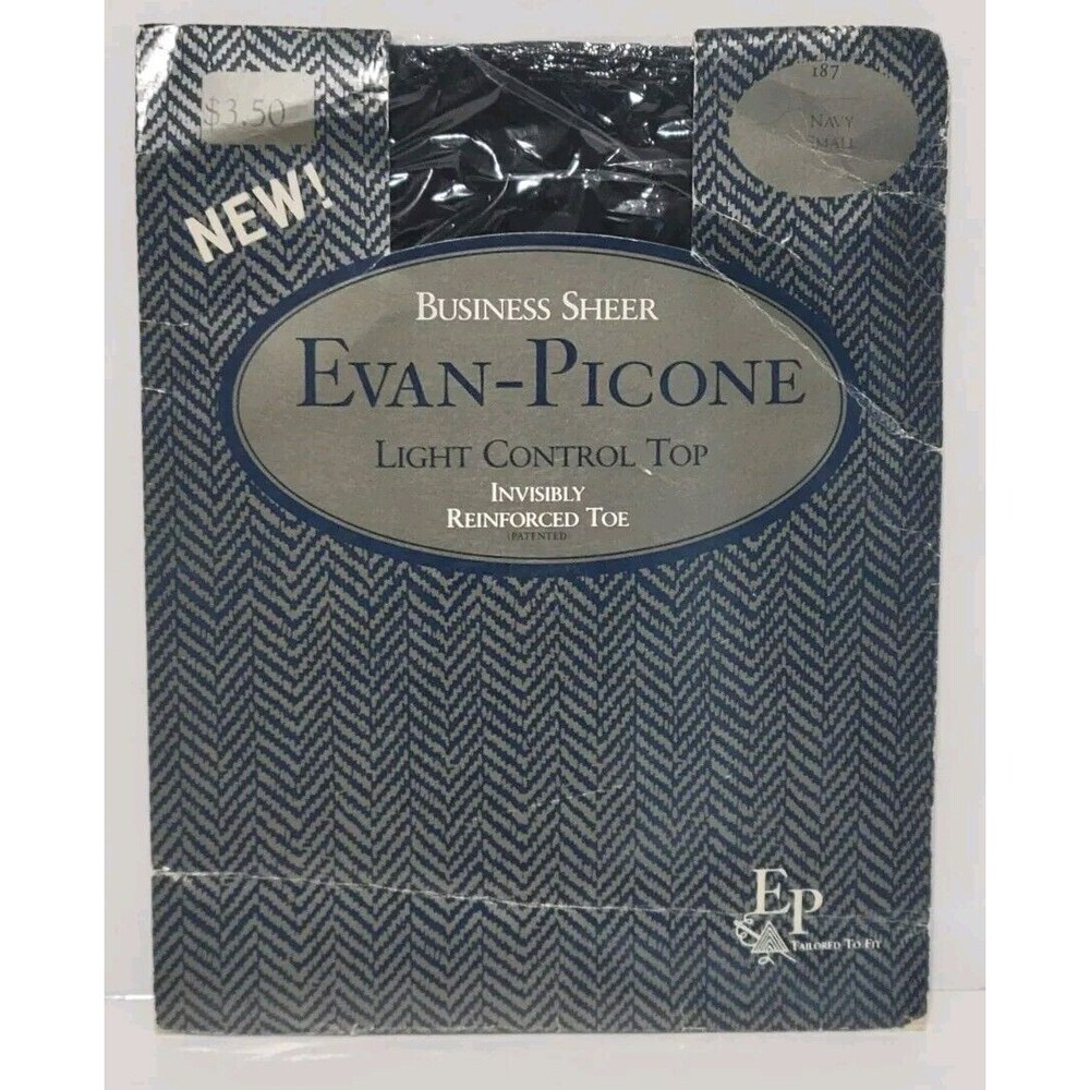 Evan-Picone Light Control Top Pantyhose Invisibly Reinforced Toe Size Small Navy